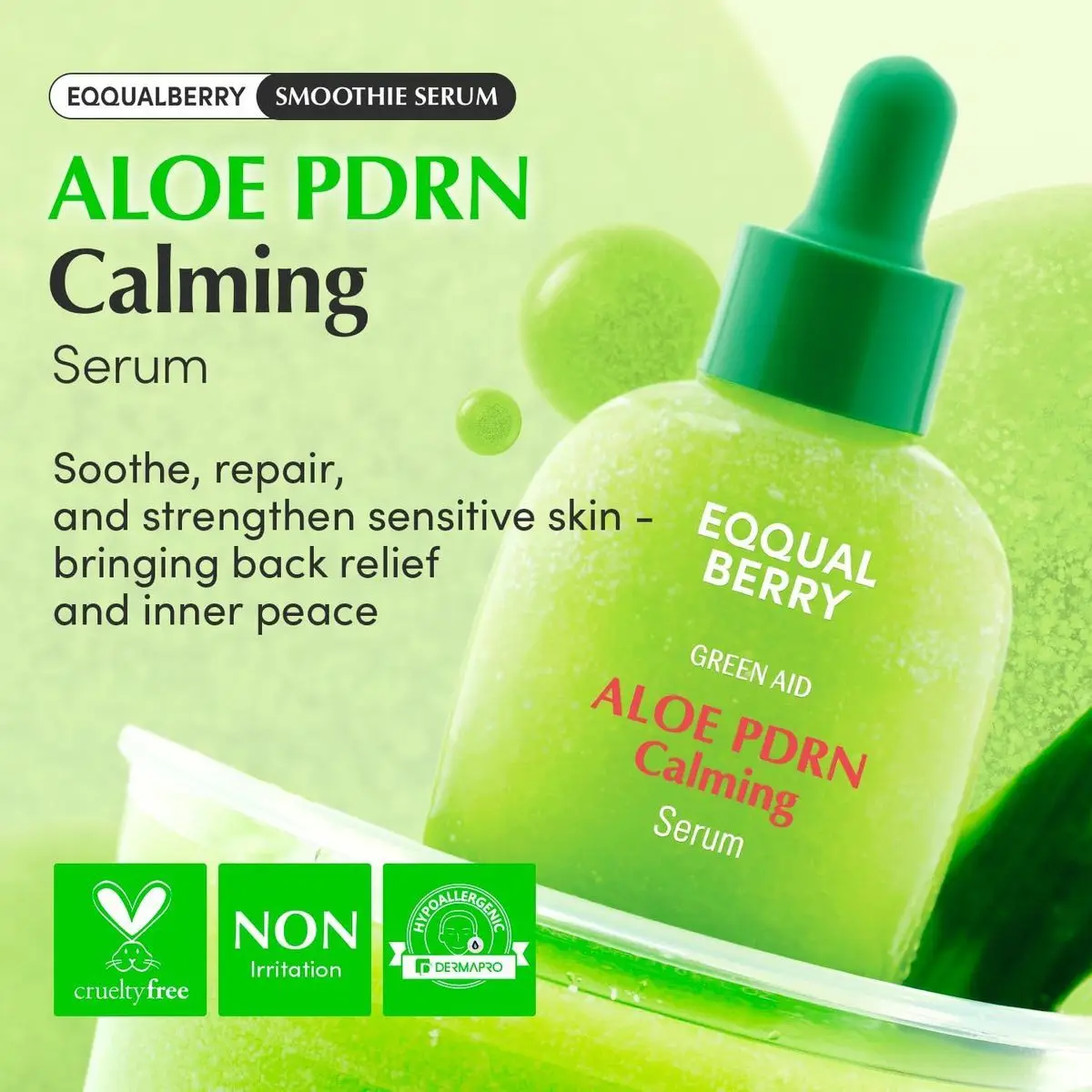 EQUAL-BERRY Korean Original 30ml Aloe PDRN Calming Repair Ampoule Serum For Effective Repair After Sun Exposure Facial Skin Care