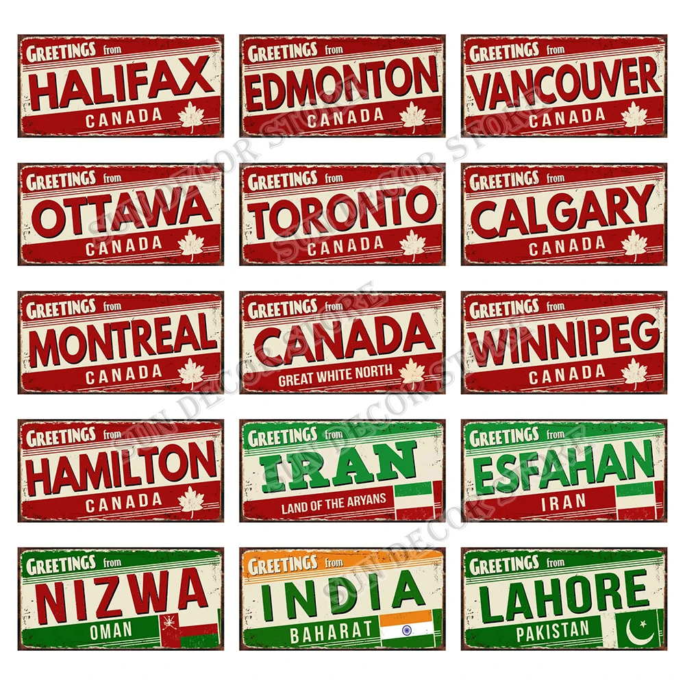 Greetings From Toronto Cuba Canada City Tin Plate Vintage Poster Metal Sign Home Decor Poster 6x12 Inch Customizable KL-0436