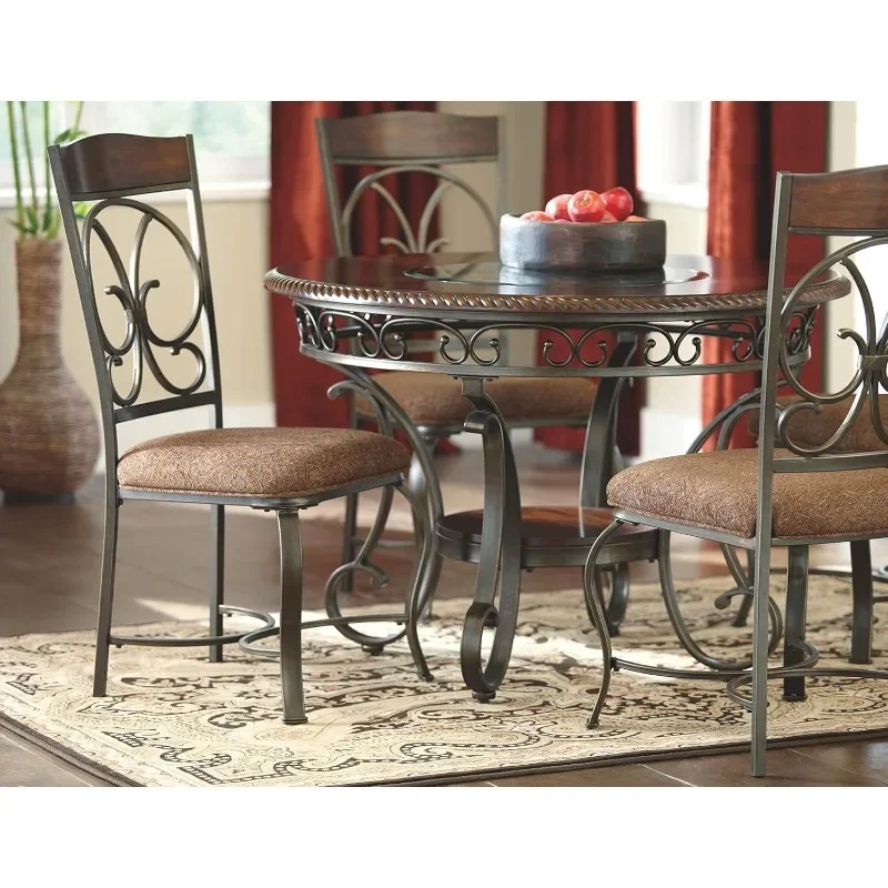 Mesa de comedor redonda con tapa de vidrio, mesas de café marrones, muebles de sala de estar