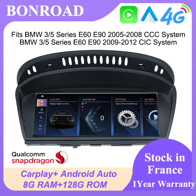 Bonroad 8.8" Qualcomm Android Car Multimedia Screen For BMW 3/5 Series E60 E61 E63 E64 E90 E91 E92 E93 CCC CIC GPS Carplay Navi