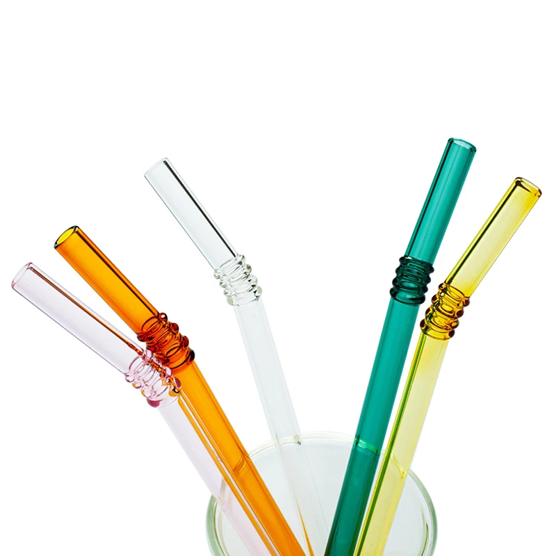 Colorful Glass Straws Reusable Drinking Straw Eco-friendly High Borosilicate Glass Straw Glass Tube Party Favors Bar Drinkware