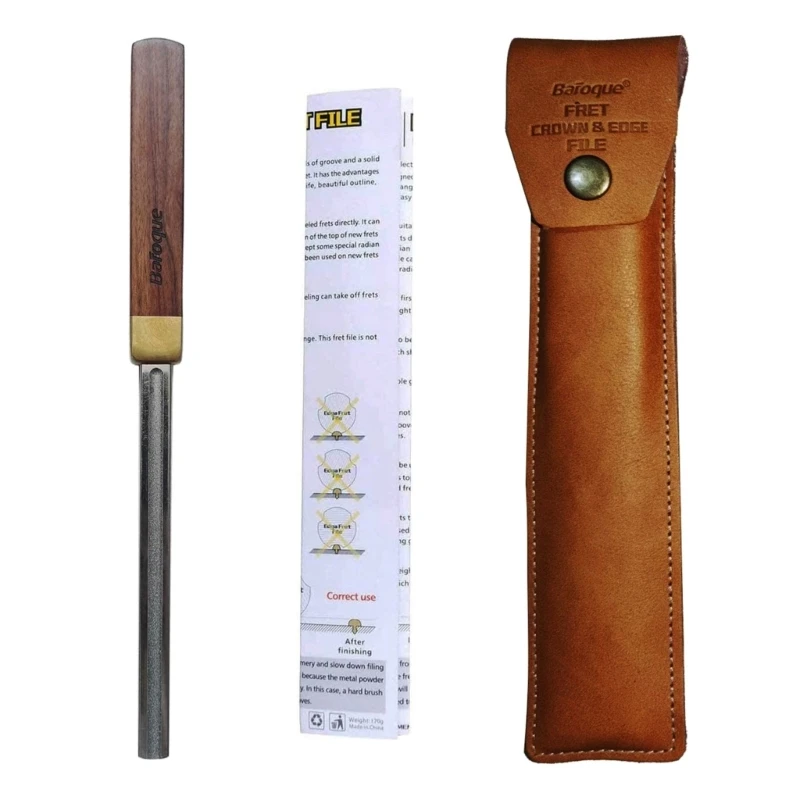 Guitar Fret Crowning Tool Fret File Dressing with Narrow/Medium/Wide 3/4 Edges Guitar Repairing & Luthier Tool Wood Handle