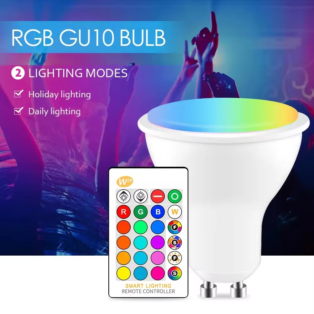 LED RGB+W GU10 E27 Light Bulbs 7W 8W 15W 220V Lamp Bulb 16 Colors Changeable with IR Remote Control Led RGB Bulb