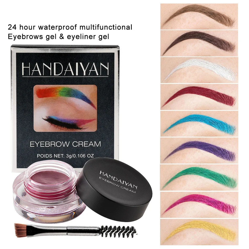 12-color waterproof not easy to fade dizzy waterproof color-dyed eyebrow cream eyebrow powder eyebrow pencil with brush