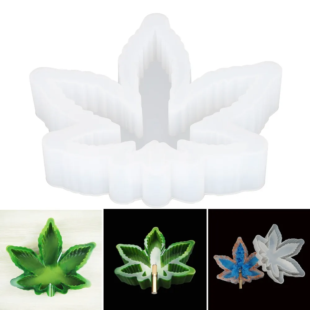 Resin Casting Molds Maple Leaf Ashtray Mold White Rolling Tray Silicone Mold Mirror Surface Leaf Ashtray Mold Jewelry Storage