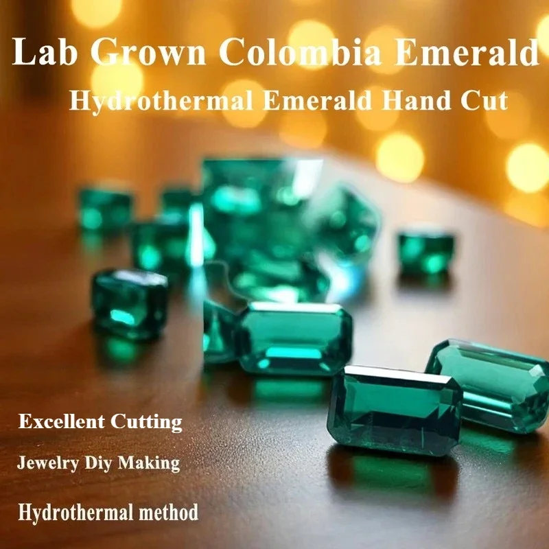 

Hydrothermal Emerald Hand Cut Lab Grown Columbia Emeralds Size 3x5mm with Cracks Inclusions Inside Selectable AGL Certificate