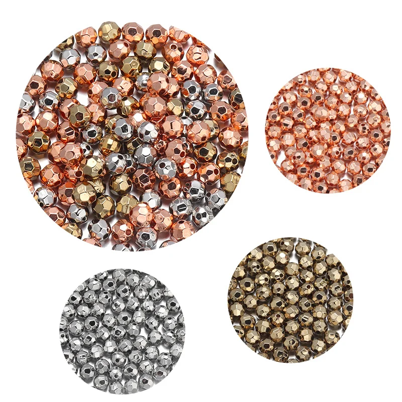 50-100 teile/los ccb runde facettierte Perlen kunststoff beschichtete Spacer Charm Perle für DIY Halskette Armband Schmuck herstellung Lieferungen