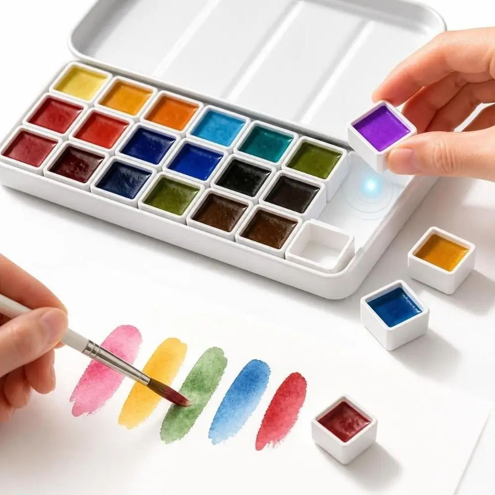 24 Pcs Portable Portable Magnetic Paint Pans Empty Half Pans Creative Pan Palette Mini Empty Watercolor Pans Student