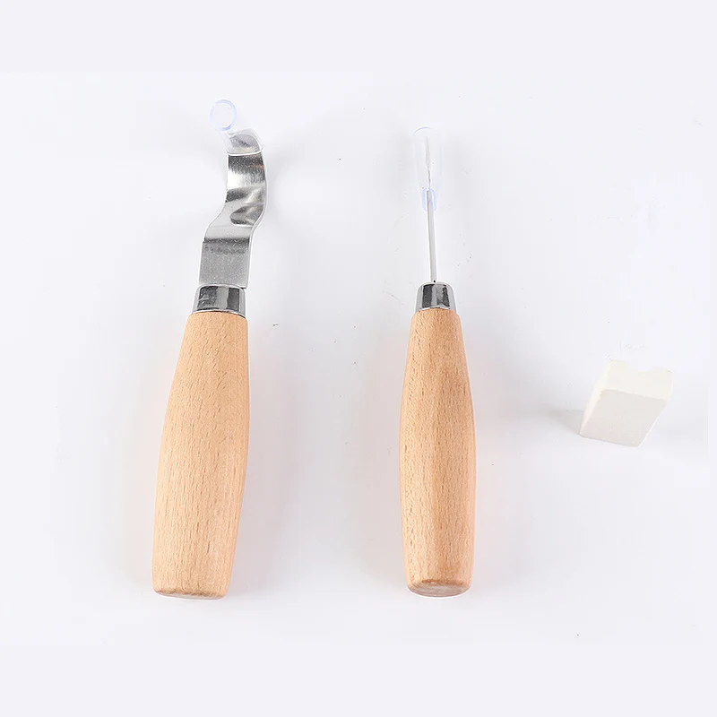 2pcs Wood Carving Tools Kit Set with Carving Hook Knife, Wood Whittling Knife, Ergonomic Design & High Hardness for Beginners