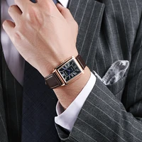 New Fashion Luxury Designer Rectangle Dial Quartz Watch Men Leather Band Casual Wrist watch Relogio Masculino uhren herren reloj 5