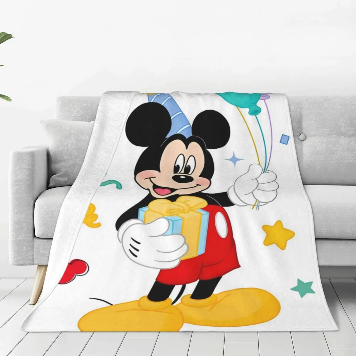 Mickey Mouse Cartoon Warm Blanket Picnic Plush Throw Blanket Aesthetic Couch Chair Flannel Bedspread Sofa Bed Cover