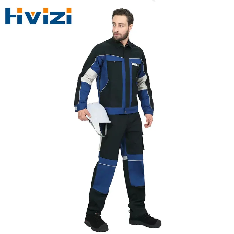 Work Clothes Suit Workshop Working Uniform for Men Electrician Work Clothes 100% Cotton Jacket and Pants Set Reflective