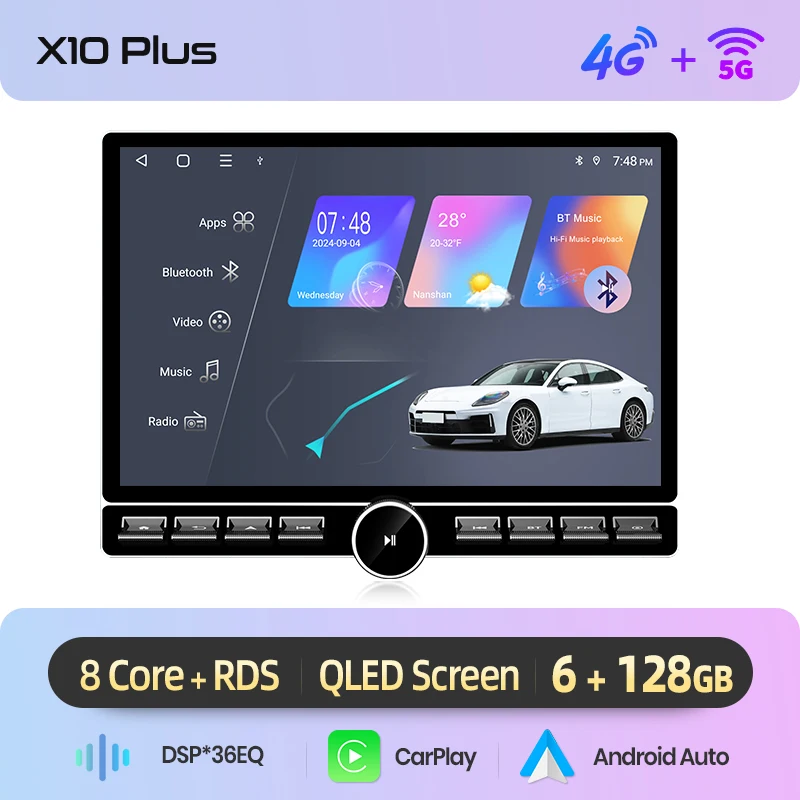 Junsun 13.1″ QLED draadloze CarPlay Android Auto autoradio voor BMW 3-serie E90 E91 E92 E93 intelligente systemen DSP SWC RDS GPS