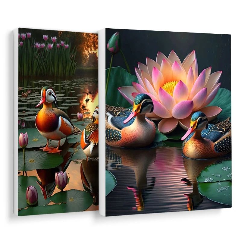 

RUOPOTY Diy Oil Painting By Numbers Flowers With Frame Modern Handpainted Mandarin Duck Bird Watercolor Picture Drawing Home Dec