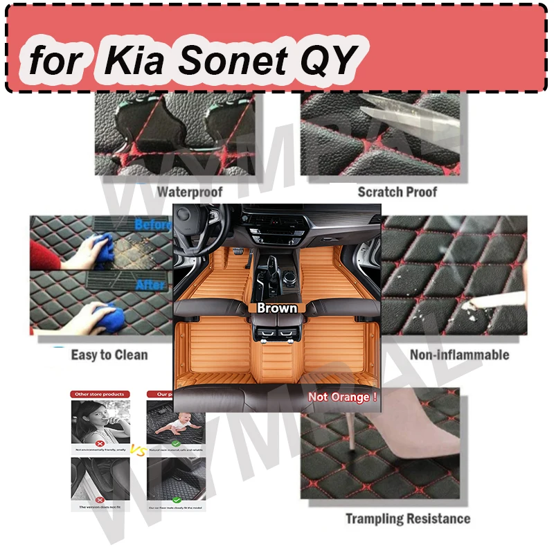 

LUXURY Car Floor Mats For Kia Sonet QY 2020 2021 2022 2023 2024 5saet Water Proof