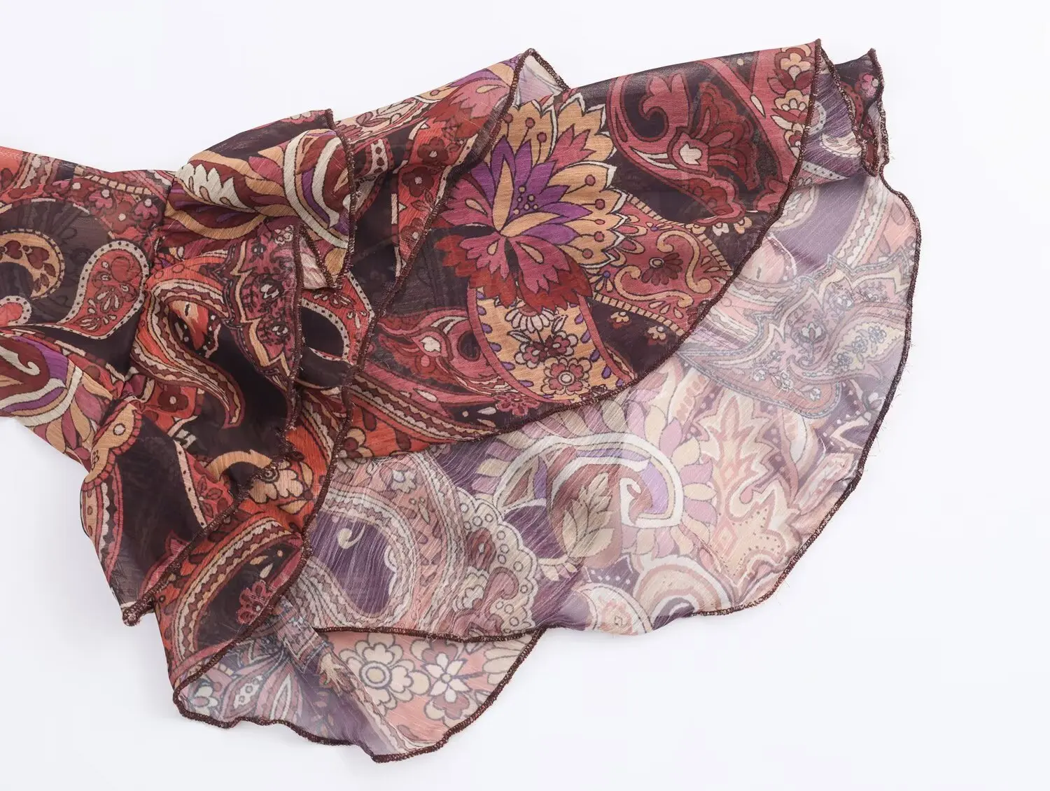 Primavera Autunno Increspature larghe Abiti in chiffon vintage Donna Stampato floreale Boho Beach Maxi abito Robe Abiti casual a maniche lunghe