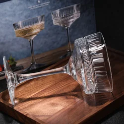 European Style Cocktail Glass Bar Cup Carved Wide Mouth Champagne Glass Martini Glass Wine Glasses Vodka Glass Glass Cup