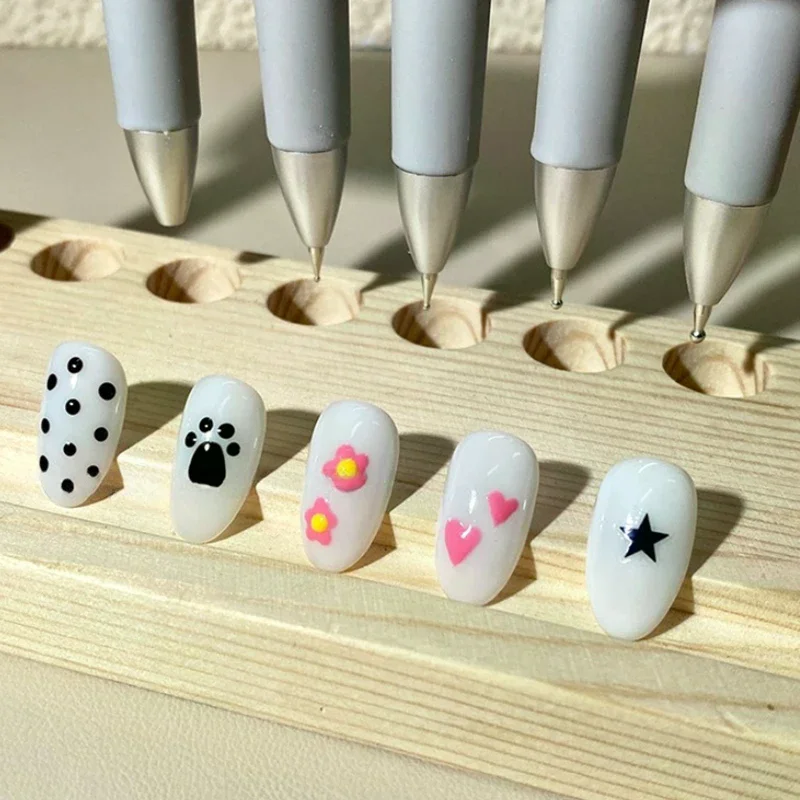 Nail Point Diamond Pen 4-in-1 Versiering Roterende Nagelpunt Schilderijborstel Balpen Ontwerp Art Tool Manicure Tip Dot Verf