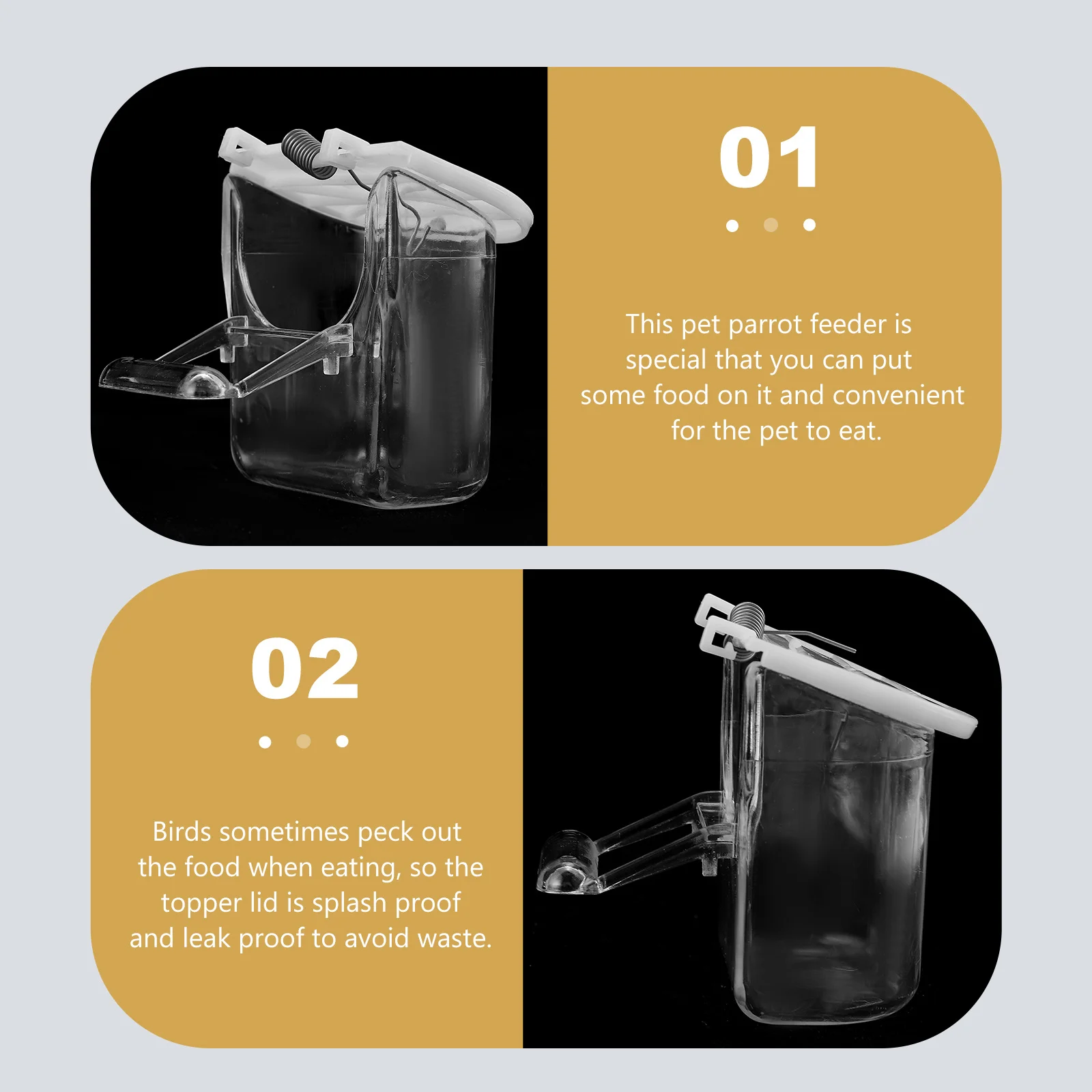 

3pcs Hanging Parrot Feeder Transparent Bird Food Container For Cage Outdoor Indoor Use Pet Feeder Supplies Feeding Box