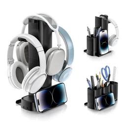 KDD 4 in 1 Combinations Headphone Hook with Pen Holder Multifunctional Desktop Organizer with Phone Stand Accessories Storage