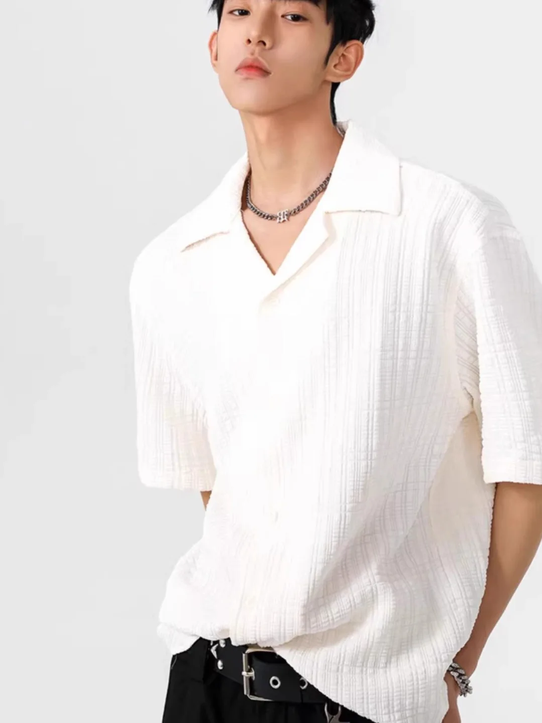 

Men's Casual Summer irt ort Sve Loose Fit Breathable Comfortable Skin-Friendly Cuban Collar Open Cardigan Sle