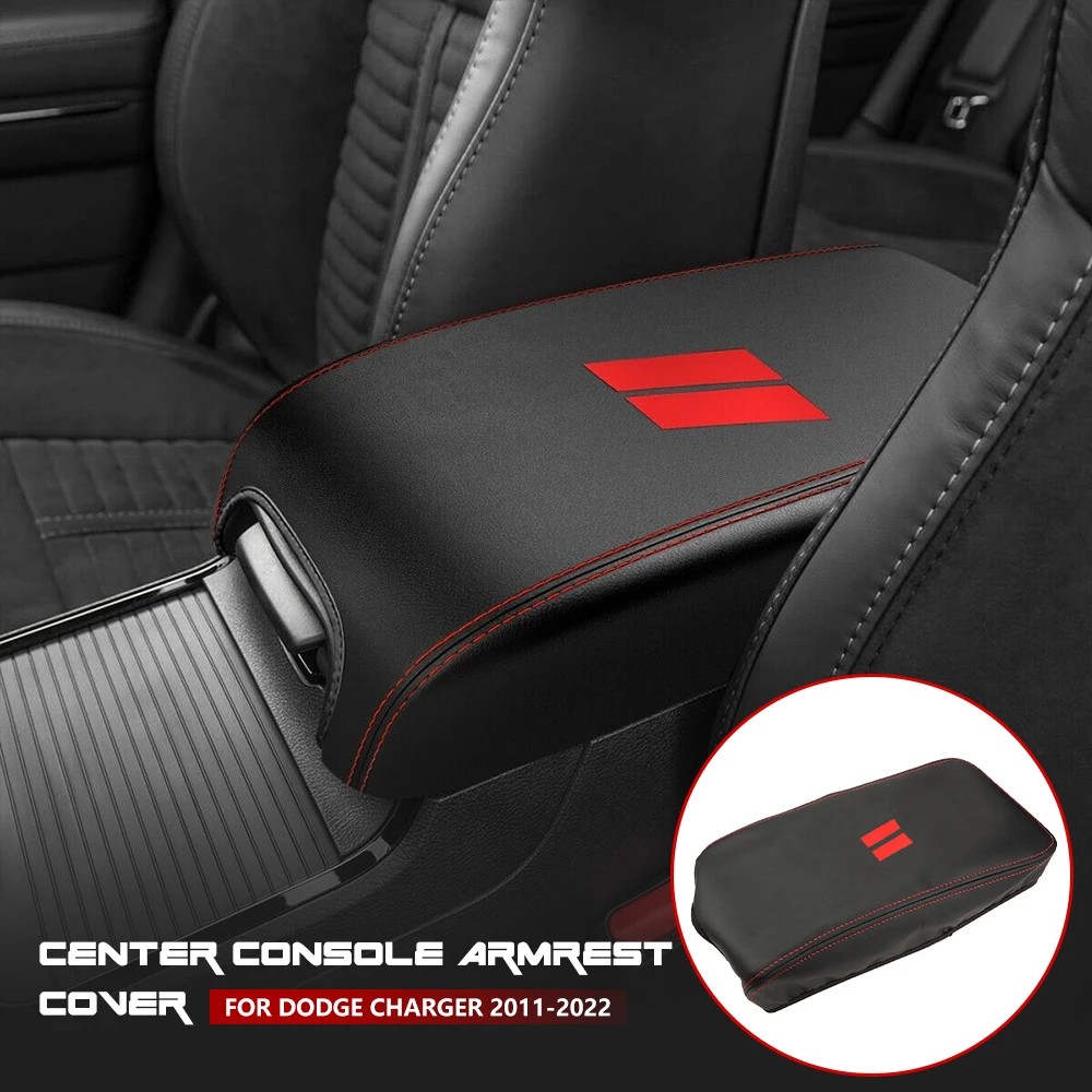 Car Center Console Lid Armrest Box Leather Cover Sticker Trim For Dodge Charger for Chrysler 300 2017 2018 2019 2020 2021 2022