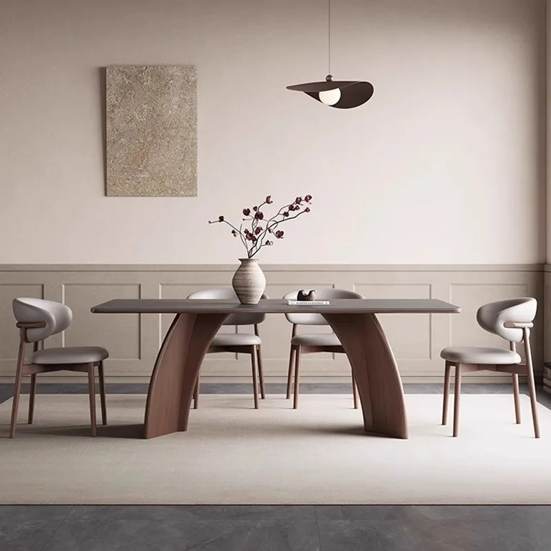 Solid wood rock slab dining table and chair combination household small apartment modern simple ash wood rectangular dining tabl