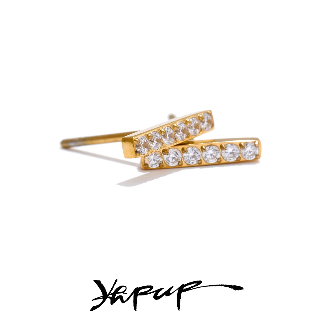 Yhpup Małe prostokątne kolczyki sztyfty z cyrkoniami Codzienna delikatna biżuteria ze stali nierdzewnej Polecam Wodoodporne akcesoria Prezent