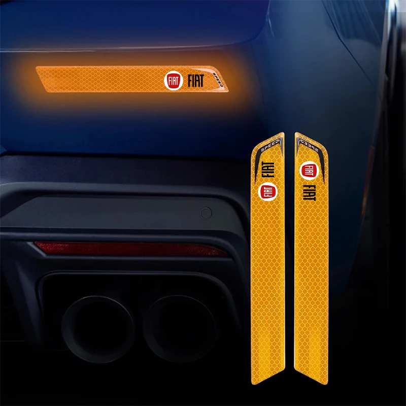 

2Pcs Car Exterior Accessories for Fiat 500 Abarth Panda 500e Tipo Cronos Argo Ducato : Rear Bumper Reflective Warning Stickers