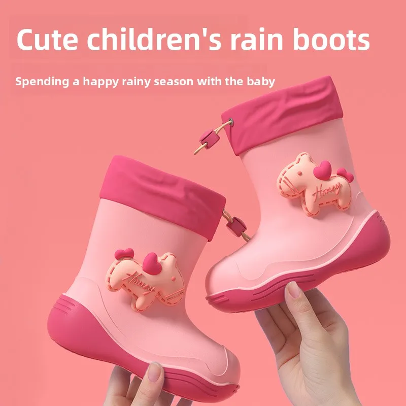2026 Summer Children's Non-Slip Rain Boots Girls Fashionable Water Shoes with Thick Soles Beautifully Designed Buckle Rain Shoes