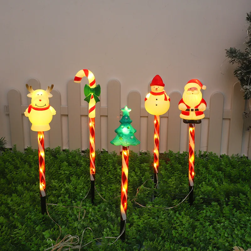 

5 шт./компл. новые рождественские огни уличные газонные фонари для сада снеговики солнечные фонари для двора праздничный рождественский декор 003