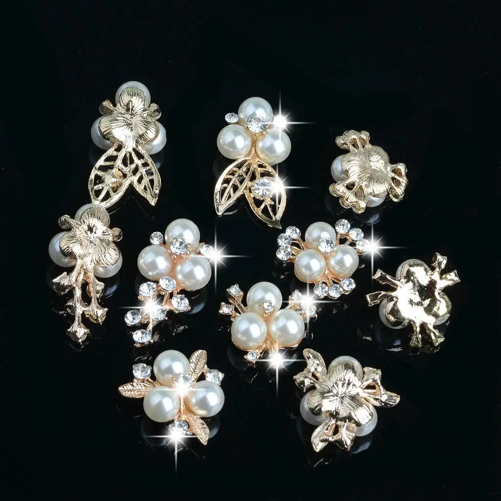10pcs Crystal Rhinestone Buttons Flower Flatback Jewelry Embellishment