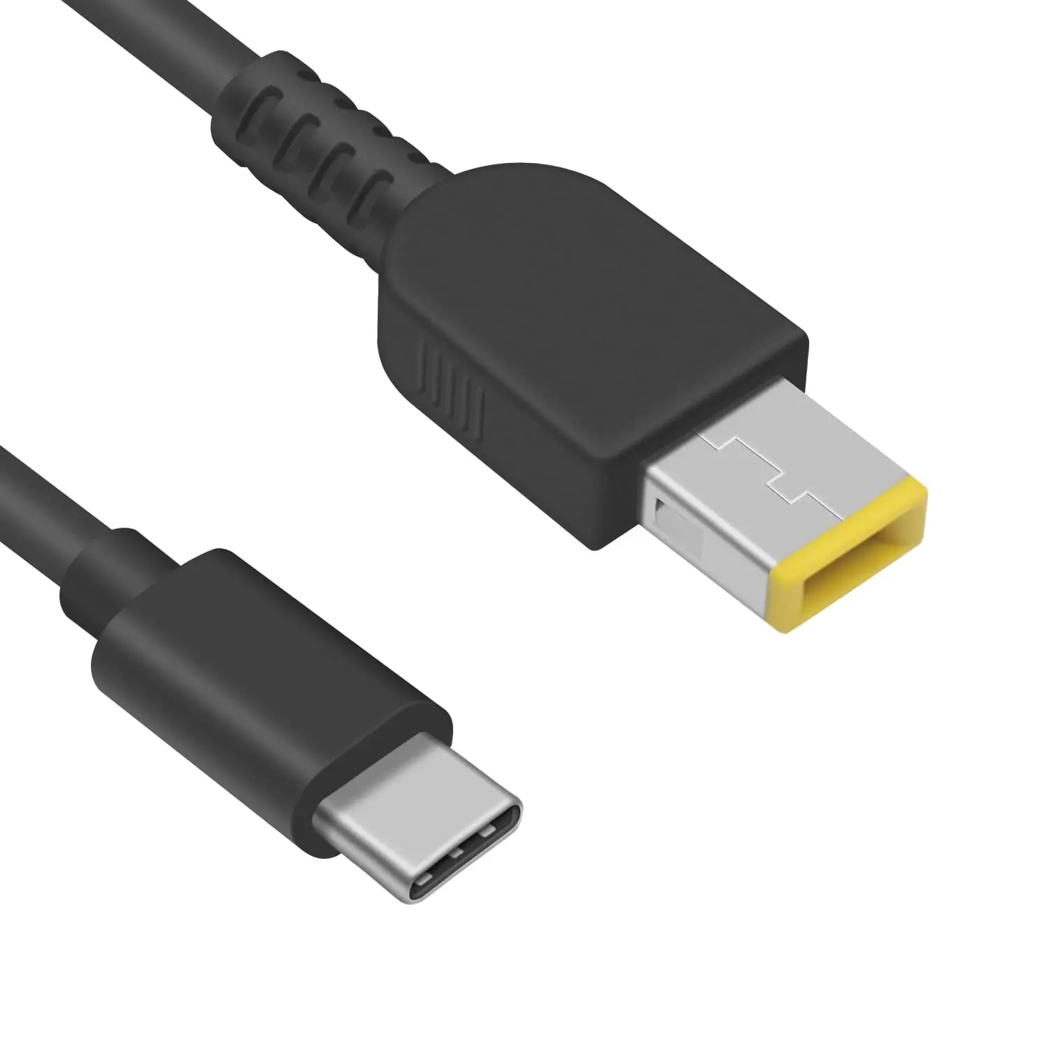 Cabo de carregamento fino para laptop, conector USB C para DC, cabo de conversor de carregador, tipo C para retângulo, 11.0x4.5mm, 65W PD