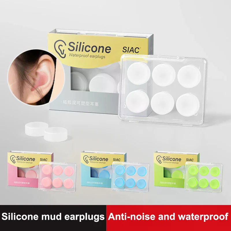 

6 Pcs Silicone Ear Plugs Reusable Earplugs For Sleeping Swimming Traveling Working Studying Noise Reduction Flexible Ear Plugs