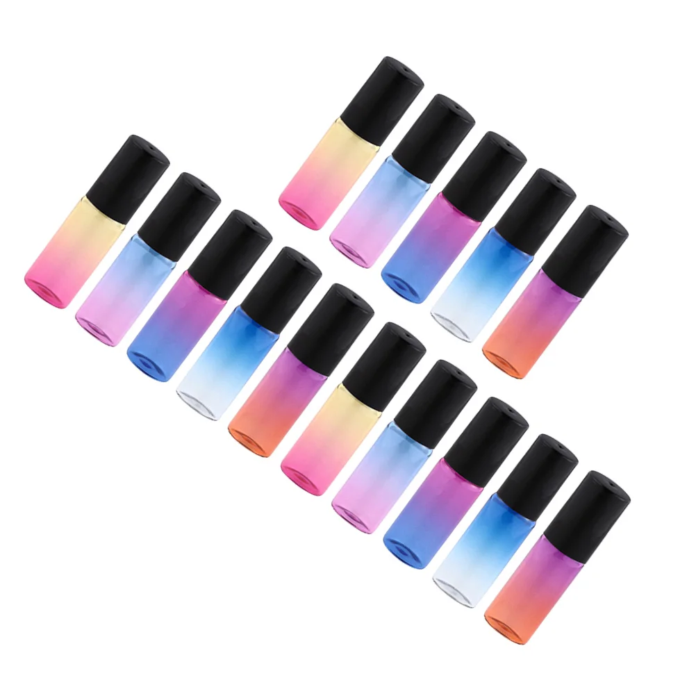 

15Pcs 5Ml Roller Bottle Set Gradient Design Glass Roll-on Bottles for Essential Oil Blends Perfume Carrier Portable Compact