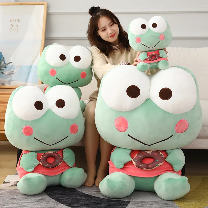 Sanrio Keroppi Plush Doll Toy Donut Cute Frog Doll Cute Little Fresh Pillow Children's Day Gift Doll Big Eye Frog Plush Toys