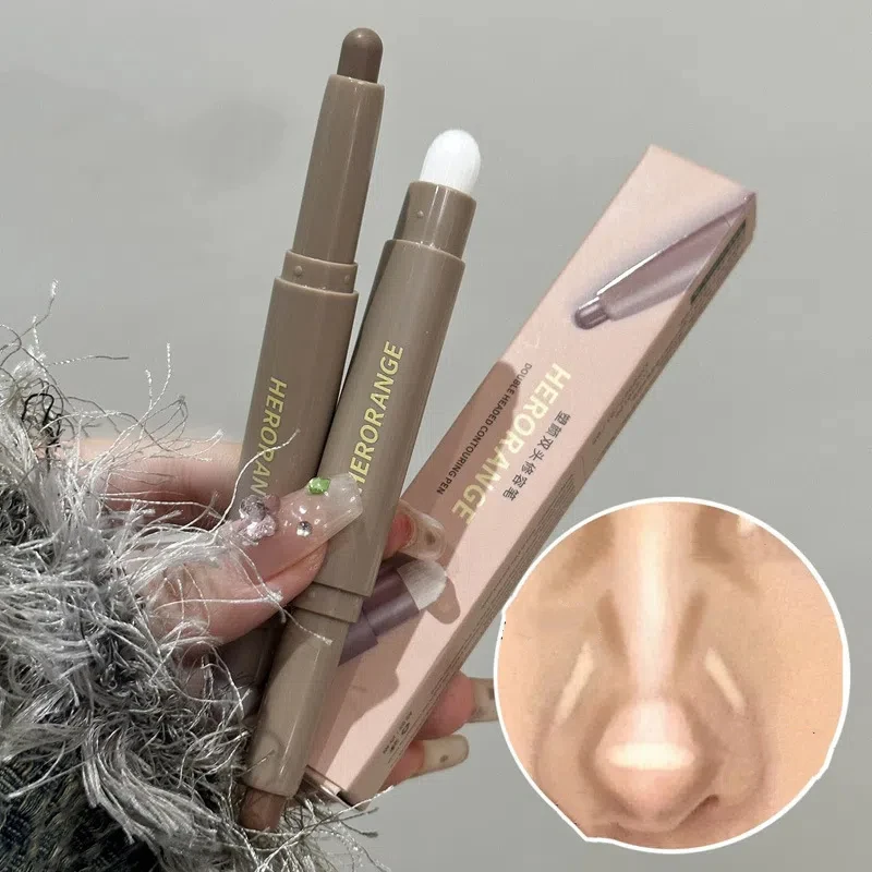 Neusschaduw Bronzer Contouring Make-up Pen Natuurlijk Grijs Bruin Driedimensionaal Gezicht Matte Schaduw Crème Contour Met Borstel Make-up