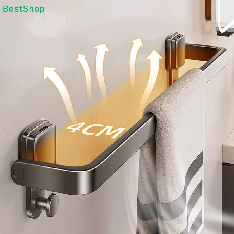 

❄Suction Cup Towel Rack For Bathroom,no Drilling Needed,foldable Single-bar Bathroom Storage Rack,restroom Towel Storage Hanger