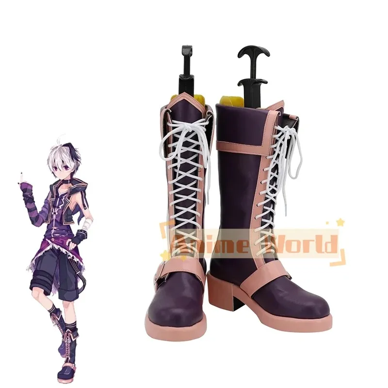 

Библиотека V4 Цветочные ботинки для косплея Фиолетовые кожаные туфли на заказ Любой размер