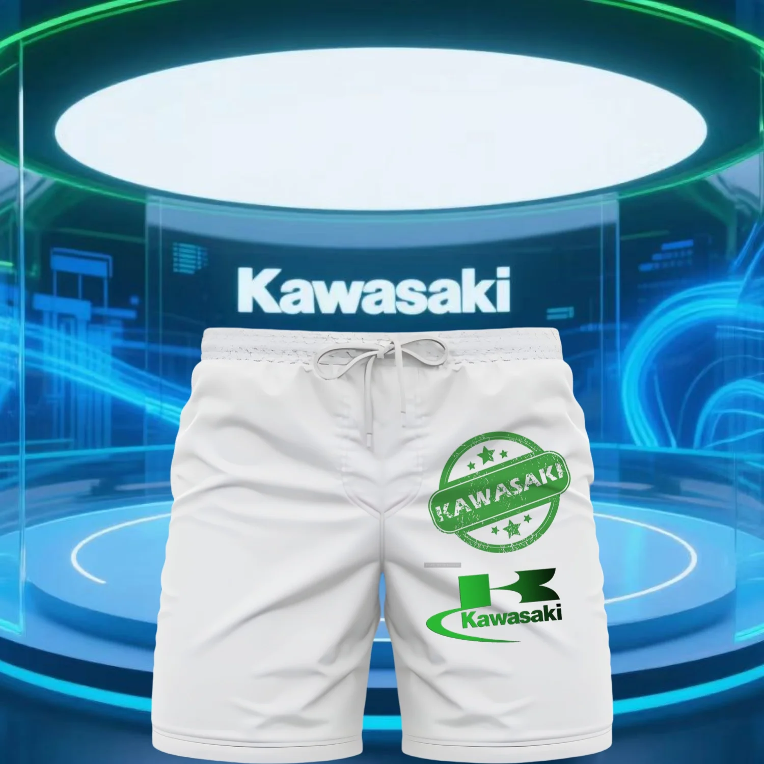 

Новые мужские шорты Kawasaki с мотоциклетной графикой и 3D принтом, быстросохнущие дышащие крутые повседневные шорты, мужские летние спортивные удобные шорты 2