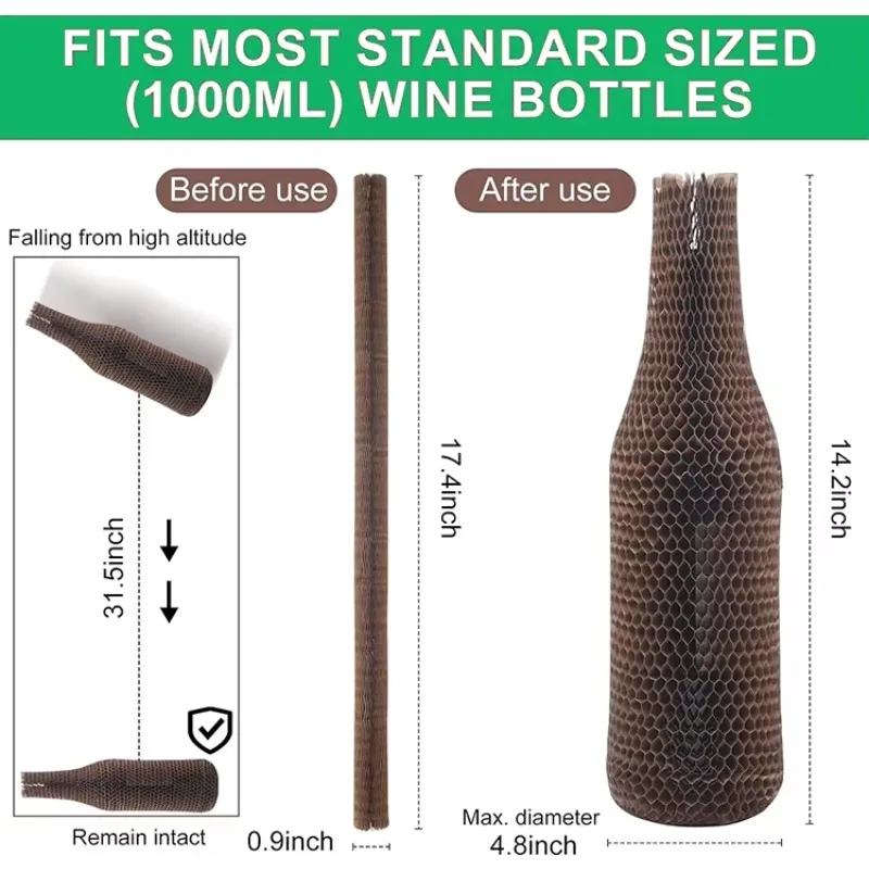 

100 Pieces Wrap It Right With Bottle Packaging Honeycomb Paper Sleeve: Strong, Versatile, And Environmentally Responsible!