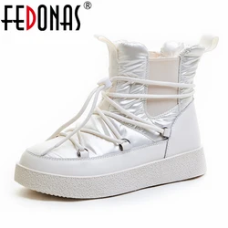 FEDONAS 2024 New Women Snow Boots Real Leather Keep Warm Winter Ankle Boots For Woman Flats Platforms Casual Shoes Woman Boots