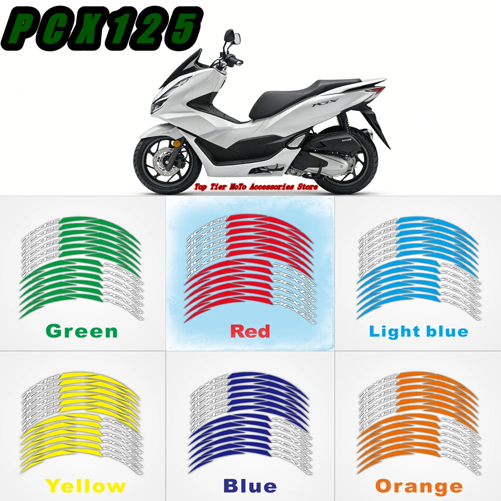 New For HONDA PCX125 Motorcycle Accessories Wheels Sticker Rim Tire Stripe Waterproof Decorative Decals Set