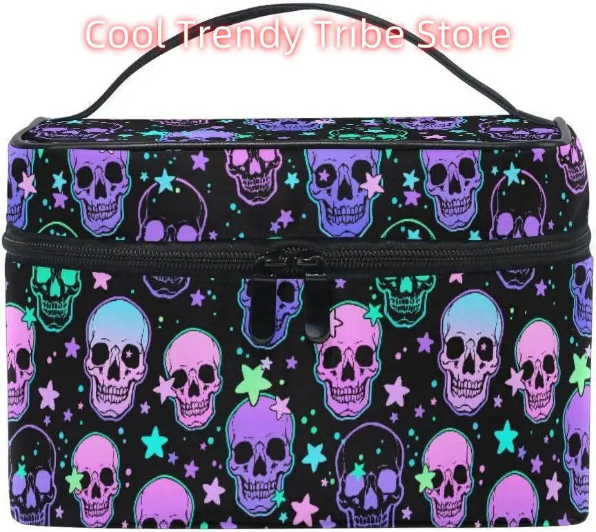 

Skulls 229 Makeup Bags, Stars Purple Skulls Makeup Organizer Bag Makeup Case Cosmetic Toiletry Bag for Girl Women Ladies