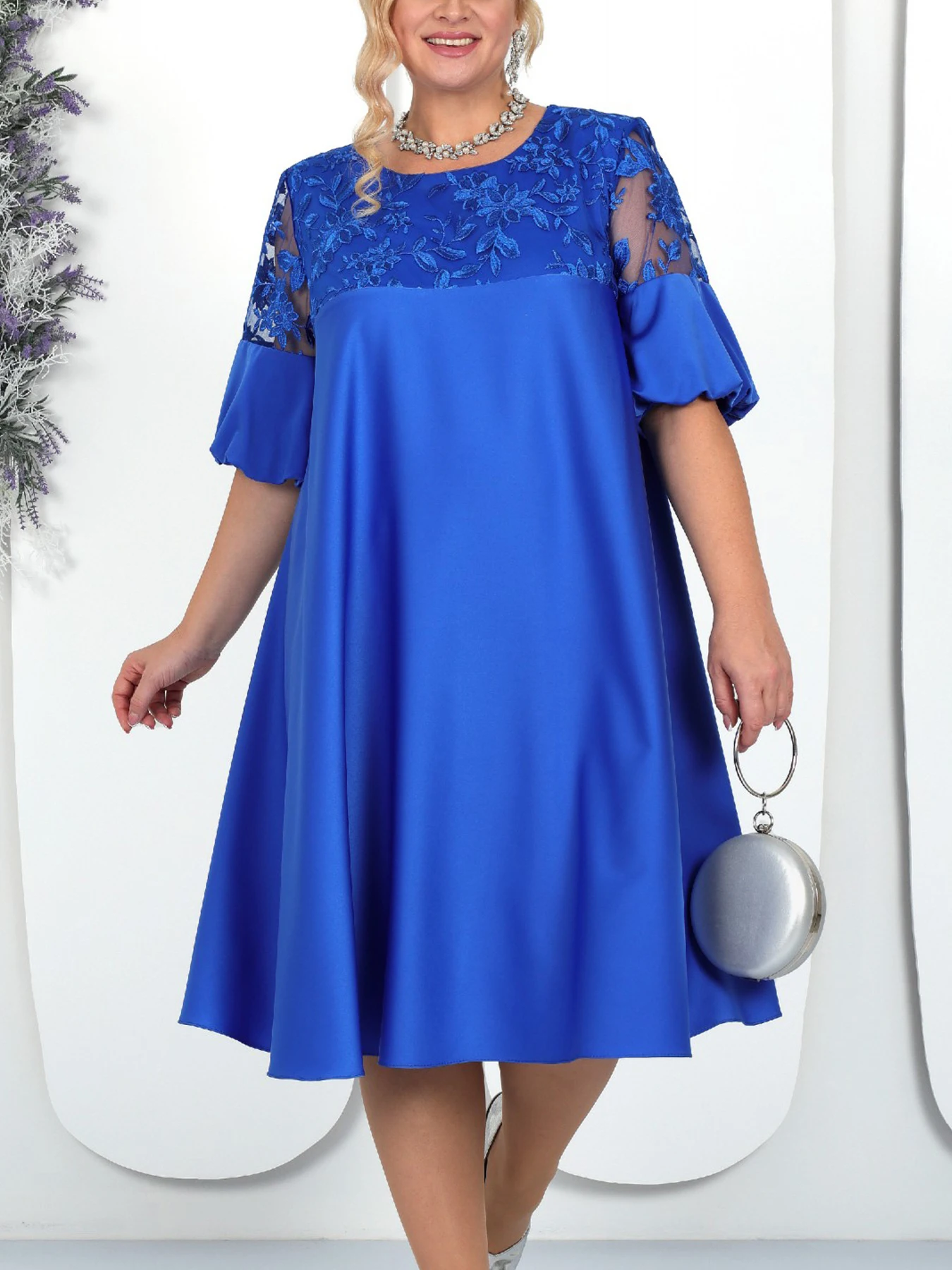 

Plus Size Club Party Dress Women Summer Embroidery Elegant Luxury Mother Wedding Dress Loose Oversized Women Clothing
