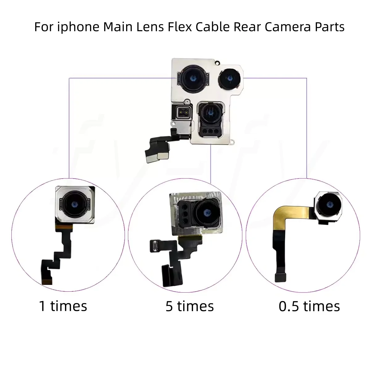 Fully Tested Rear Camera For iPhone 11 12 13 14 15 Pro Max / Plus /Mini With Main Lens Flex Cable Back Camera Module Replacement