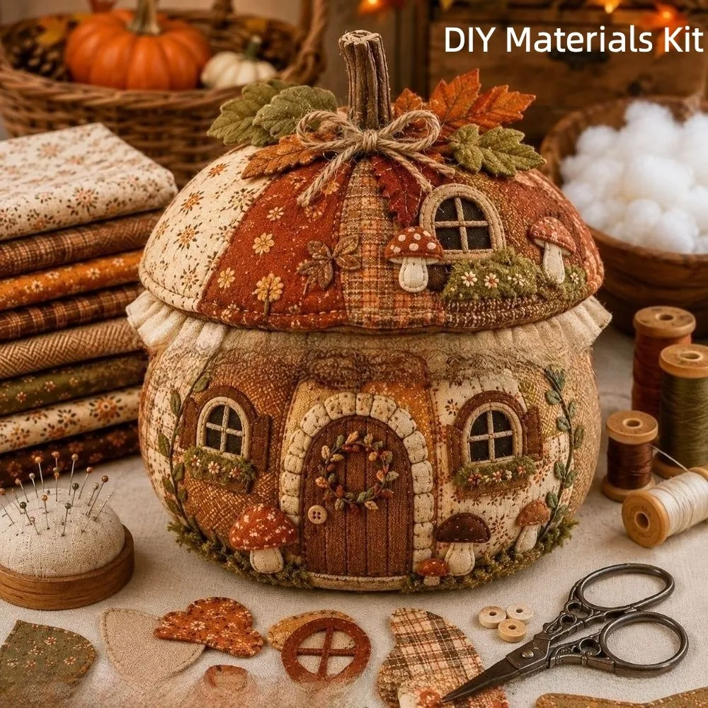 Vintage Style Patchwork Pumpkin Fabric Kit Whimsical Design Handmade Fabric DIY Sewing Kit Witch Themed Fabric Scarecrow Themed