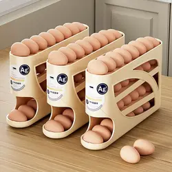 Plastic Automatic Egg Roller Space Saving Large Capacity Egg Roller Rack Four Tier Refrigerator Egg Storage Box