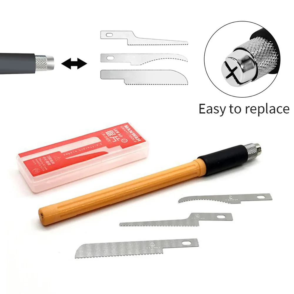 Mini Saw Multi Purpose Hand DIY Steel Saw Wood Saw Kit 3 Blades Woodworking Metalworking Model Hobby Tool