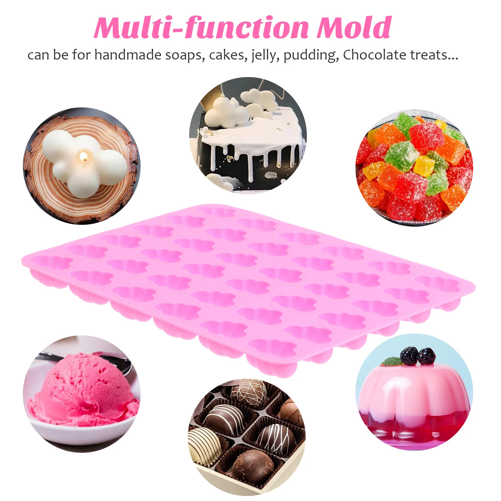 

1pcs Cloud Silicone Mold Lovely Jelly Chocolate Candy Baking Tool Reusable Non-Stick Heat Resistant Mould For Home Cafe Bakery